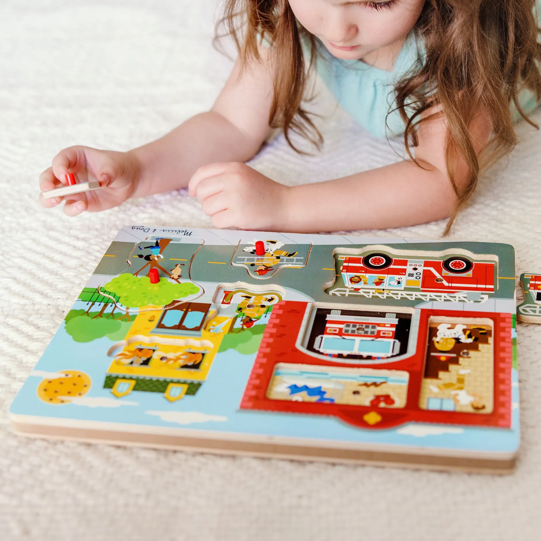 Vehicle & Train Puzzles>Melissa & Doug Around the Fire Station Sound Puzzle - 8 Pieces