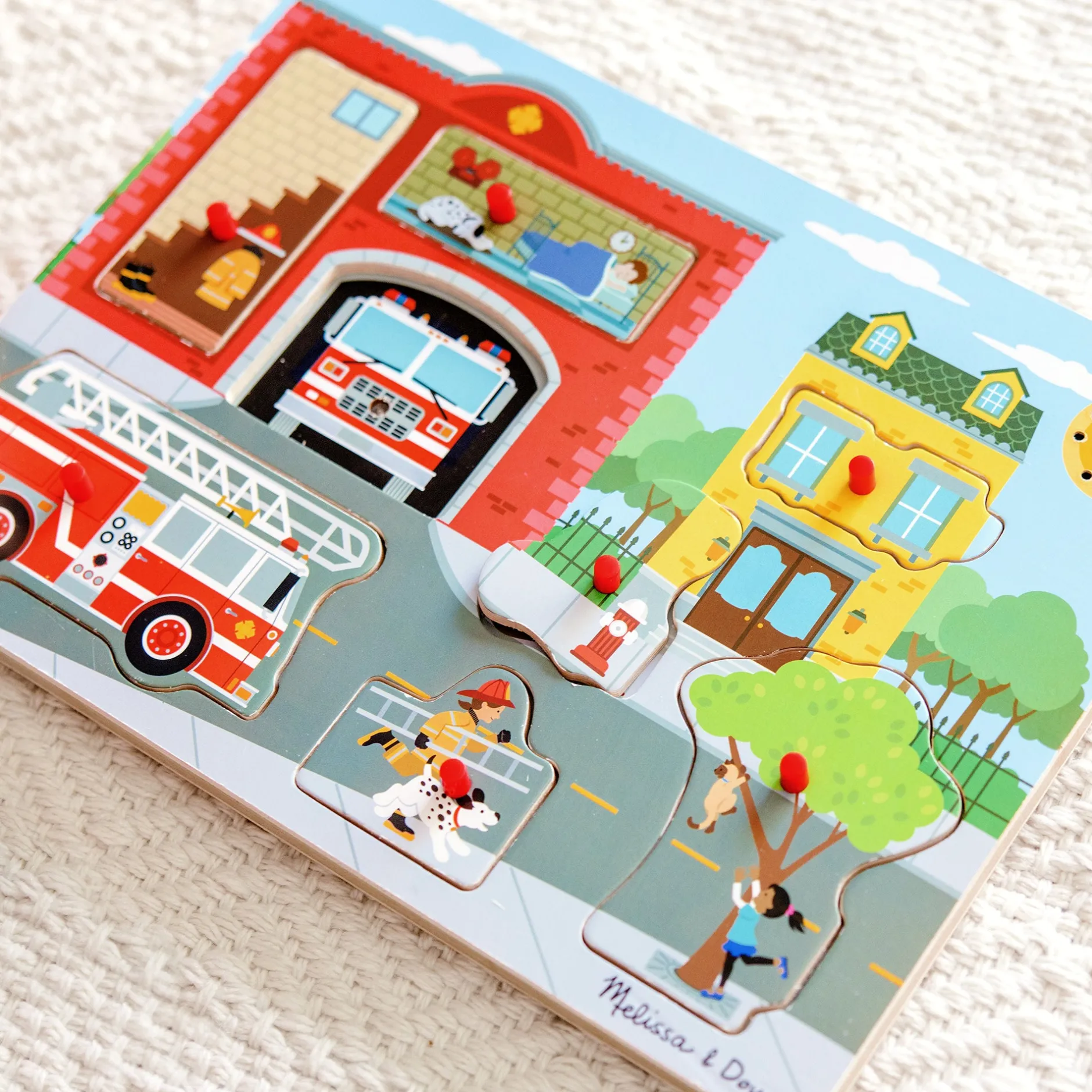 Vehicle & Train Puzzles>Melissa & Doug Around the Fire Station Sound Puzzle - 8 Pieces