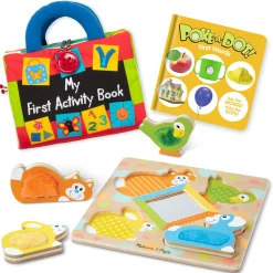 Books>Melissa & Doug Baby Gift Set Collection: My First Activity Book, Poke-a-Dot First Words, Peek-a-Boo Touch & Feel Puzzle