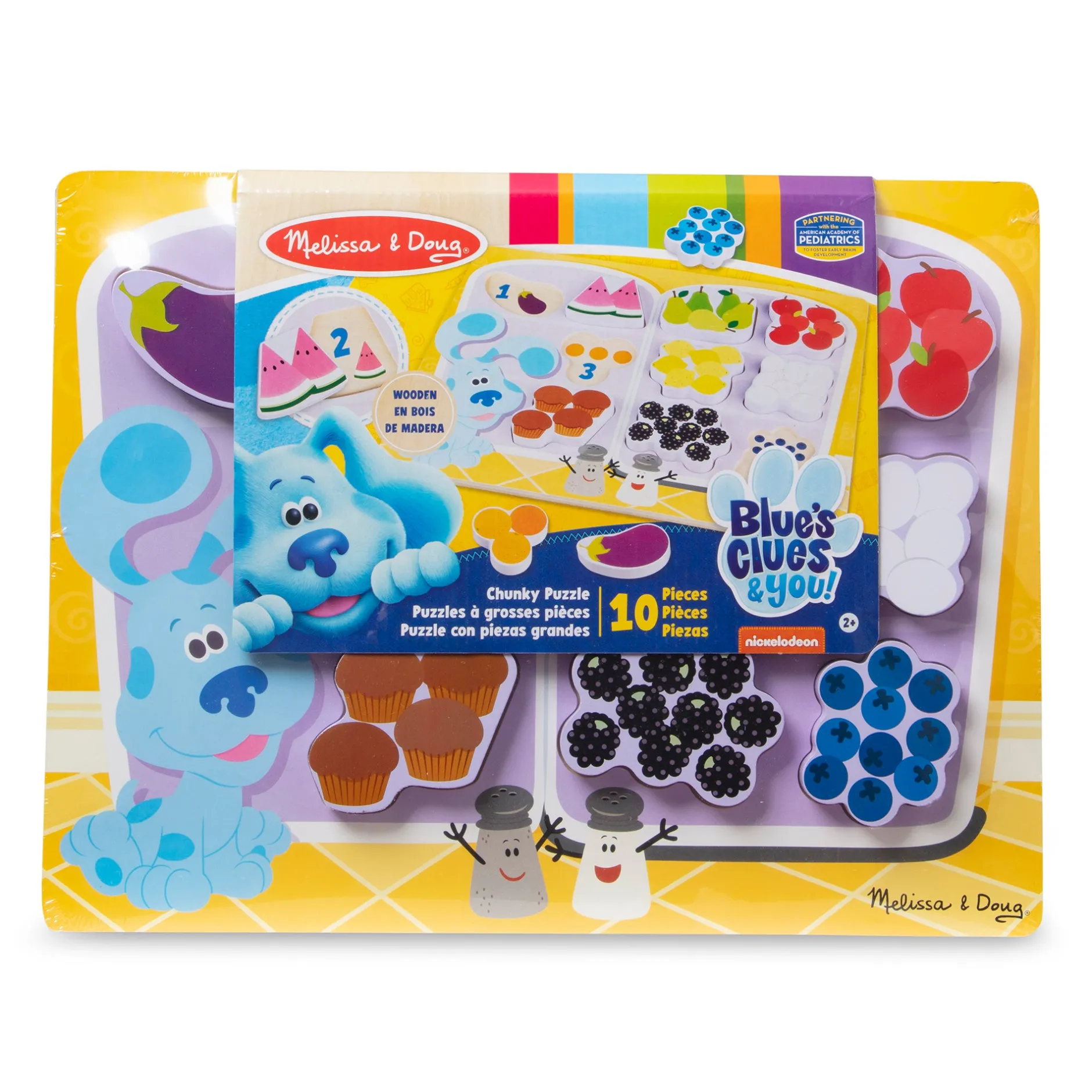 Animals & Nature Puzzles>Melissa & Doug Blue's Clues & You! Fridge Food Wooden Chunky Puzzle - 10 Pieces