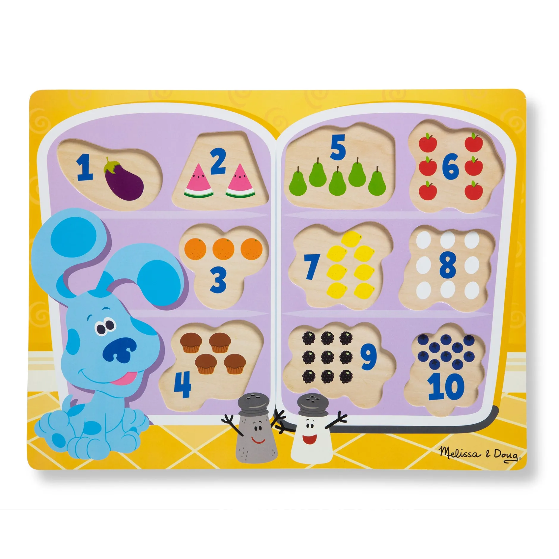 Animals & Nature Puzzles>Melissa & Doug Blue's Clues & You! Fridge Food Wooden Chunky Puzzle - 10 Pieces