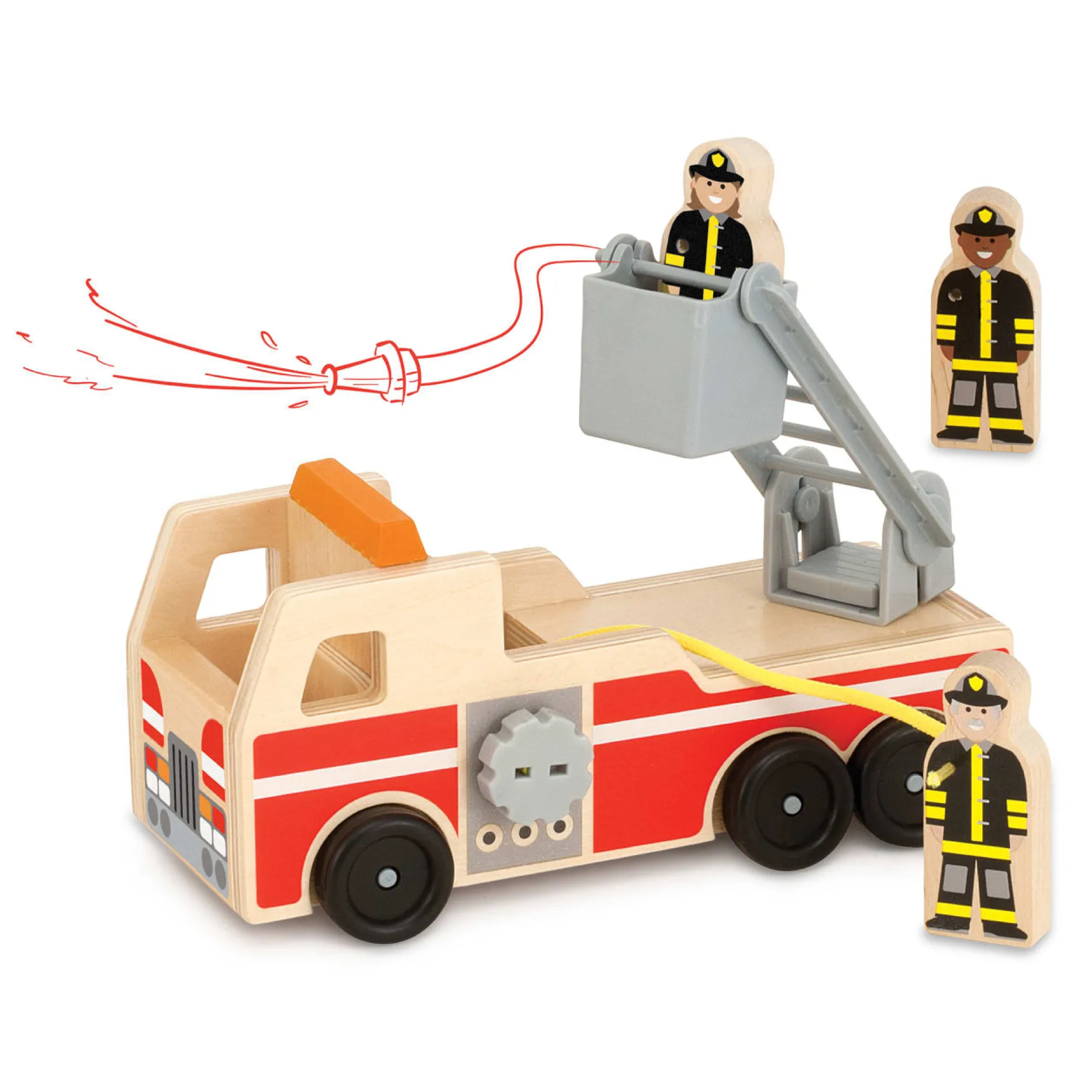 Vehicles & Trains>Melissa & Doug Classic Wooden Fire Truck Play Set