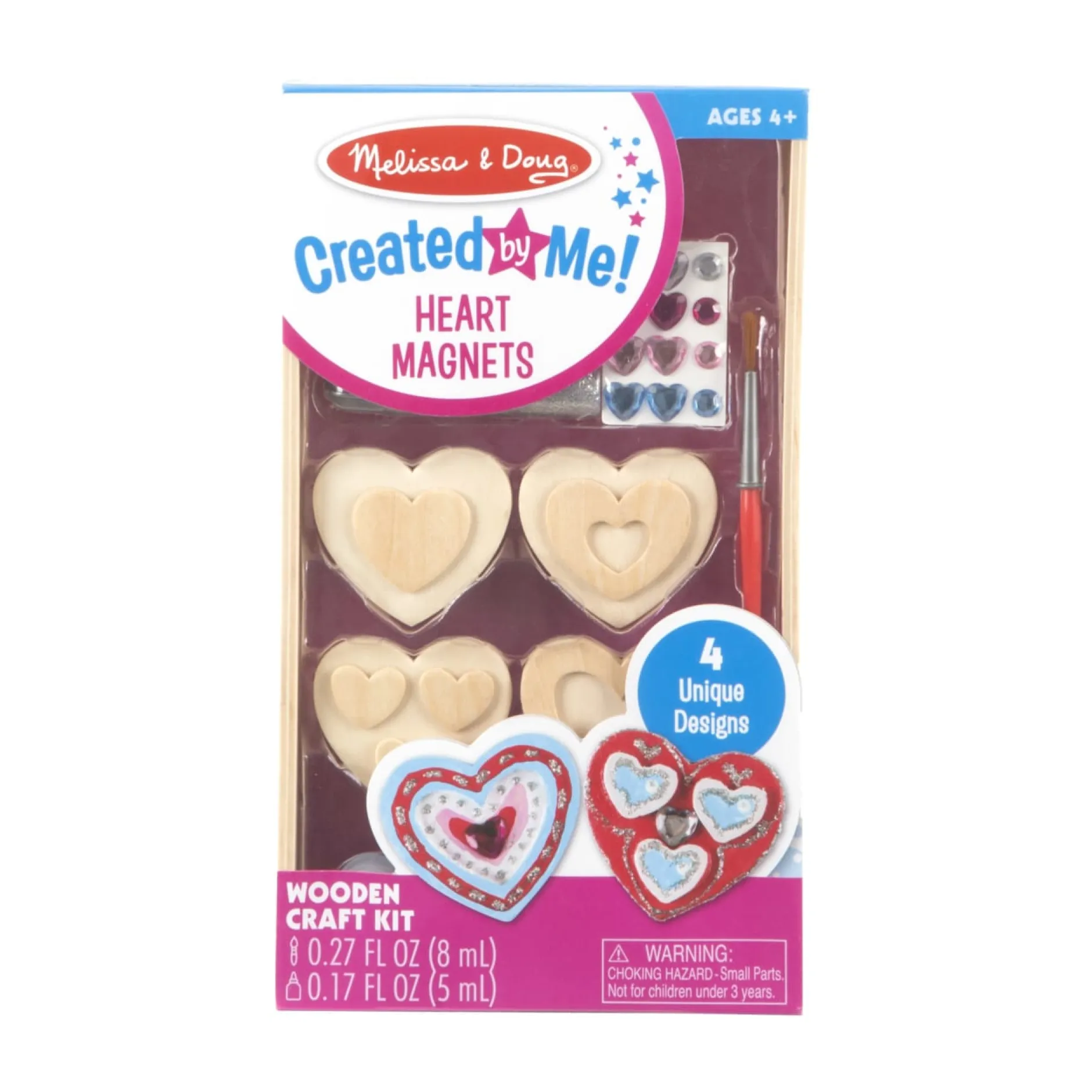 Craft & Stamp Kits>Melissa & Doug Created by Me! Heart Magnets Wooden Craft Kit