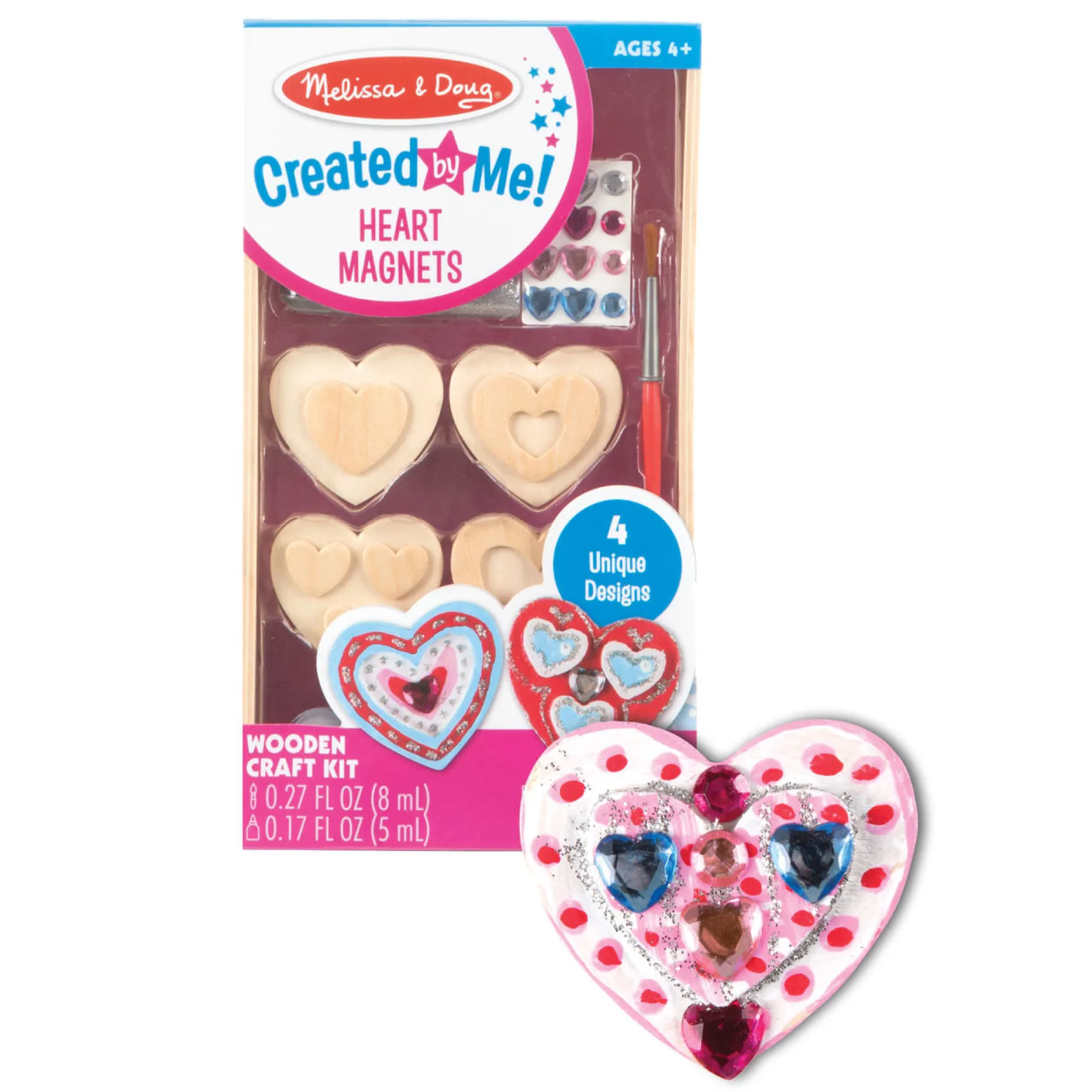 Craft & Stamp Kits>Melissa & Doug Created by Me! Heart Magnets Wooden Craft Kit