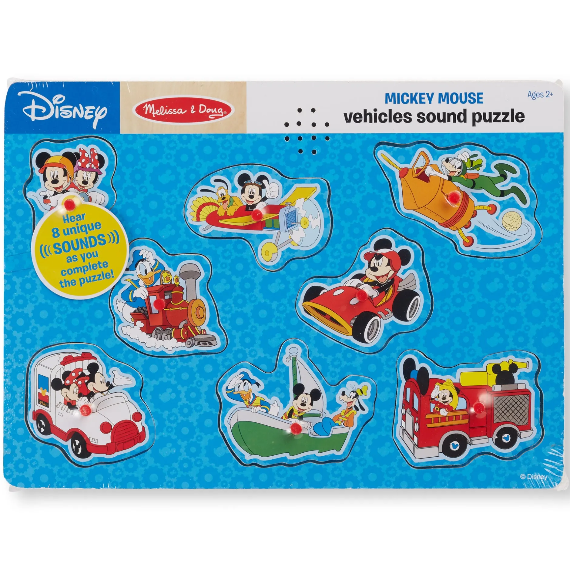 Vehicle & Train Puzzles>Melissa & Doug Disney Mickey Mouse & Friends Vehicles Sound Puzzle - 8 Pieces