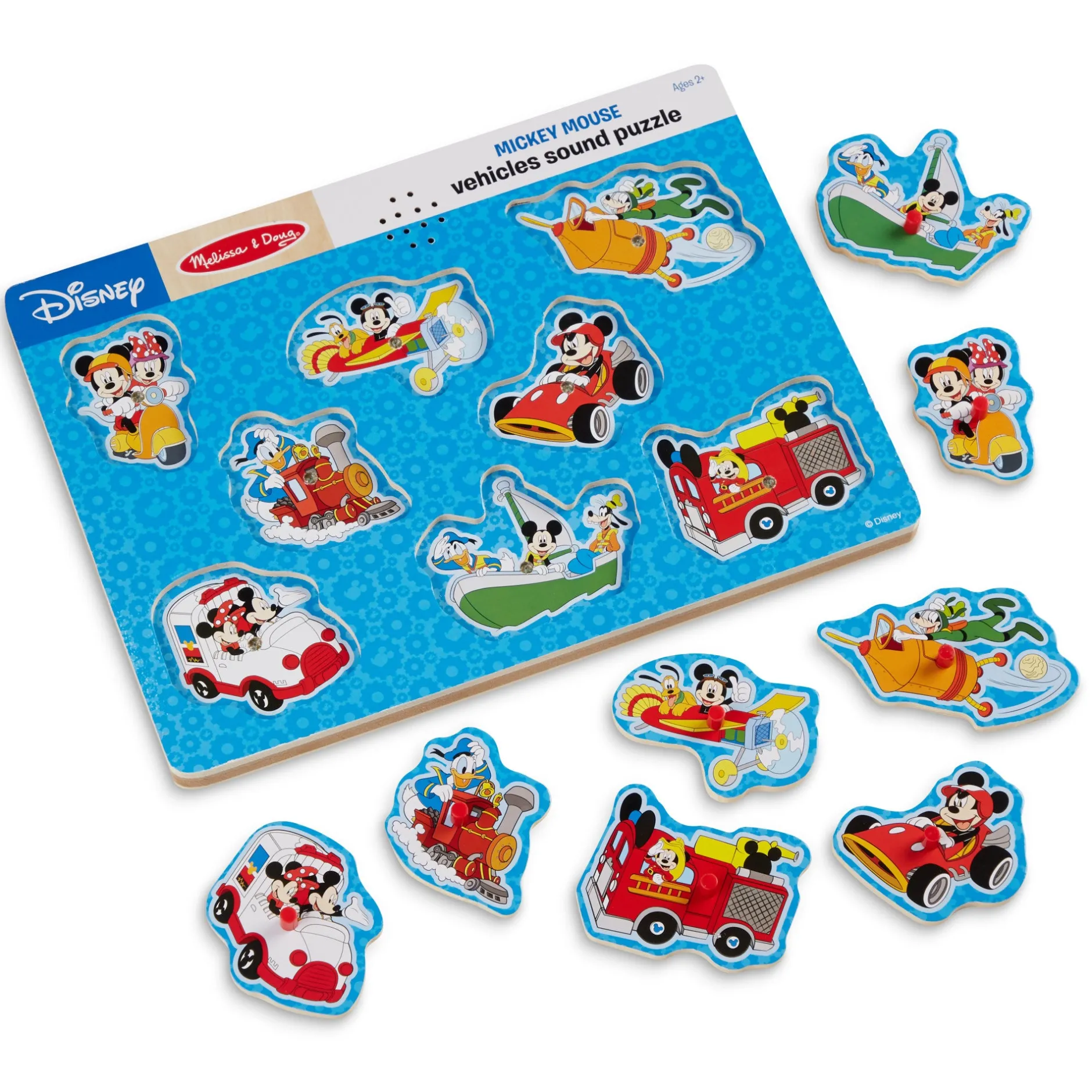 Vehicle & Train Puzzles>Melissa & Doug Disney Mickey Mouse & Friends Vehicles Sound Puzzle - 8 Pieces