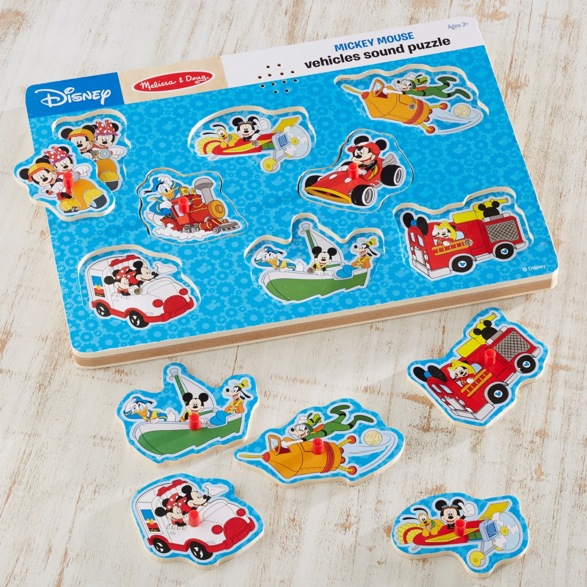 Vehicle & Train Puzzles>Melissa & Doug Disney Mickey Mouse & Friends Vehicles Sound Puzzle - 8 Pieces