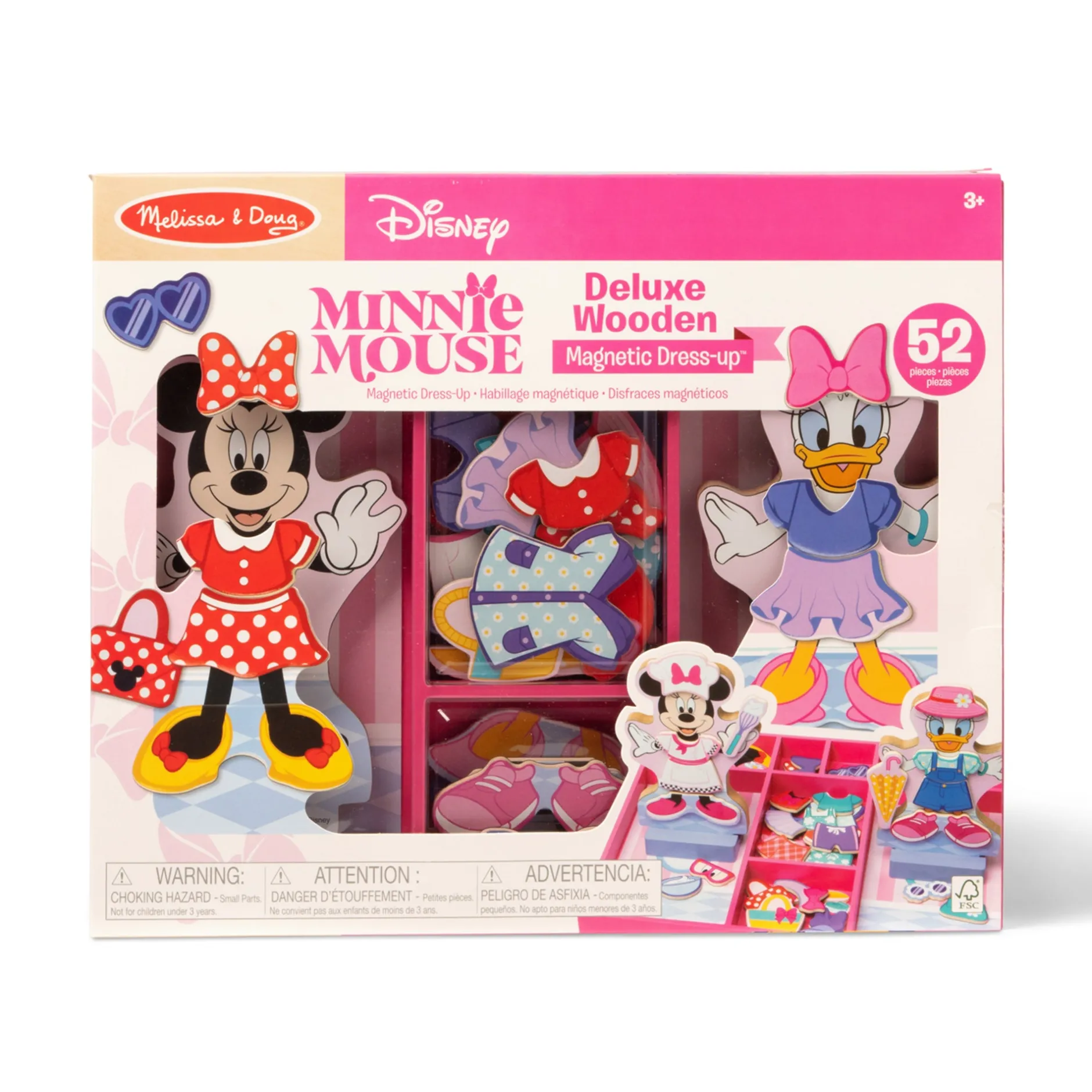Dolls & Dollhouses|Play Food & Play Sets>Melissa & Doug Disney Minnie & Daisy Deluxe Wooden Magnetic Dress-Up
