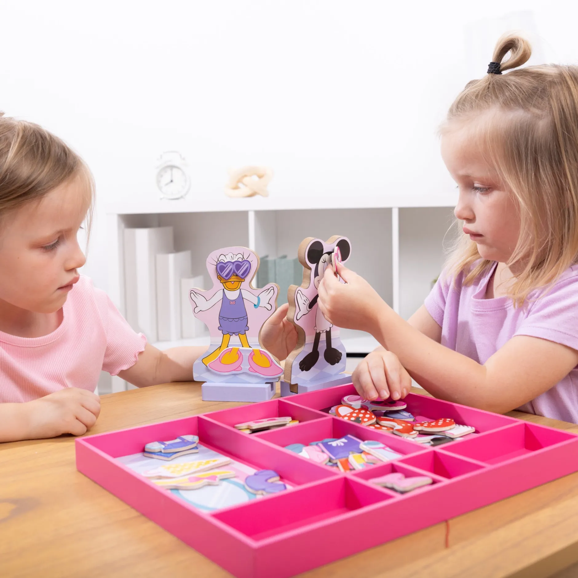 Dolls & Dollhouses|Play Food & Play Sets>Melissa & Doug Disney Minnie & Daisy Deluxe Wooden Magnetic Dress-Up