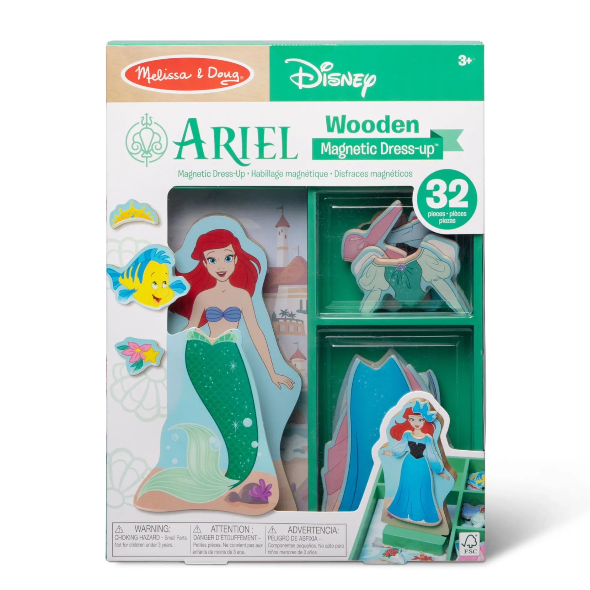 Dolls & Dollhouses>Melissa & Doug Disney Princess Ariel Wooden Magnetic Dress-Up