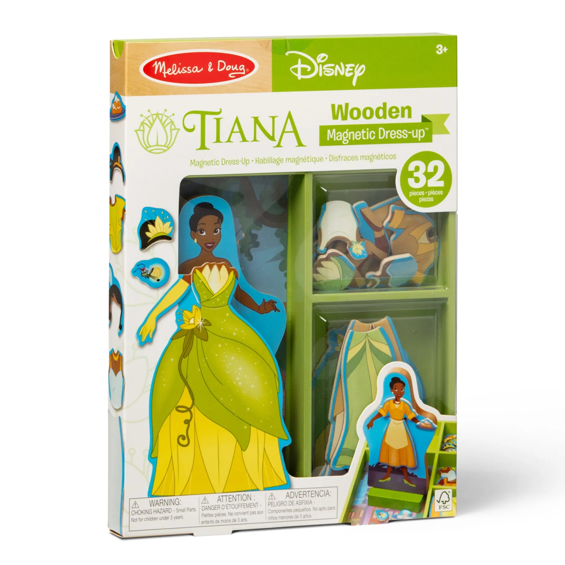 Dolls & Dollhouses|Play Food & Play Sets>Melissa & Doug Disney Princess Tiana Wooden Magnetic Dress-Up Play Set