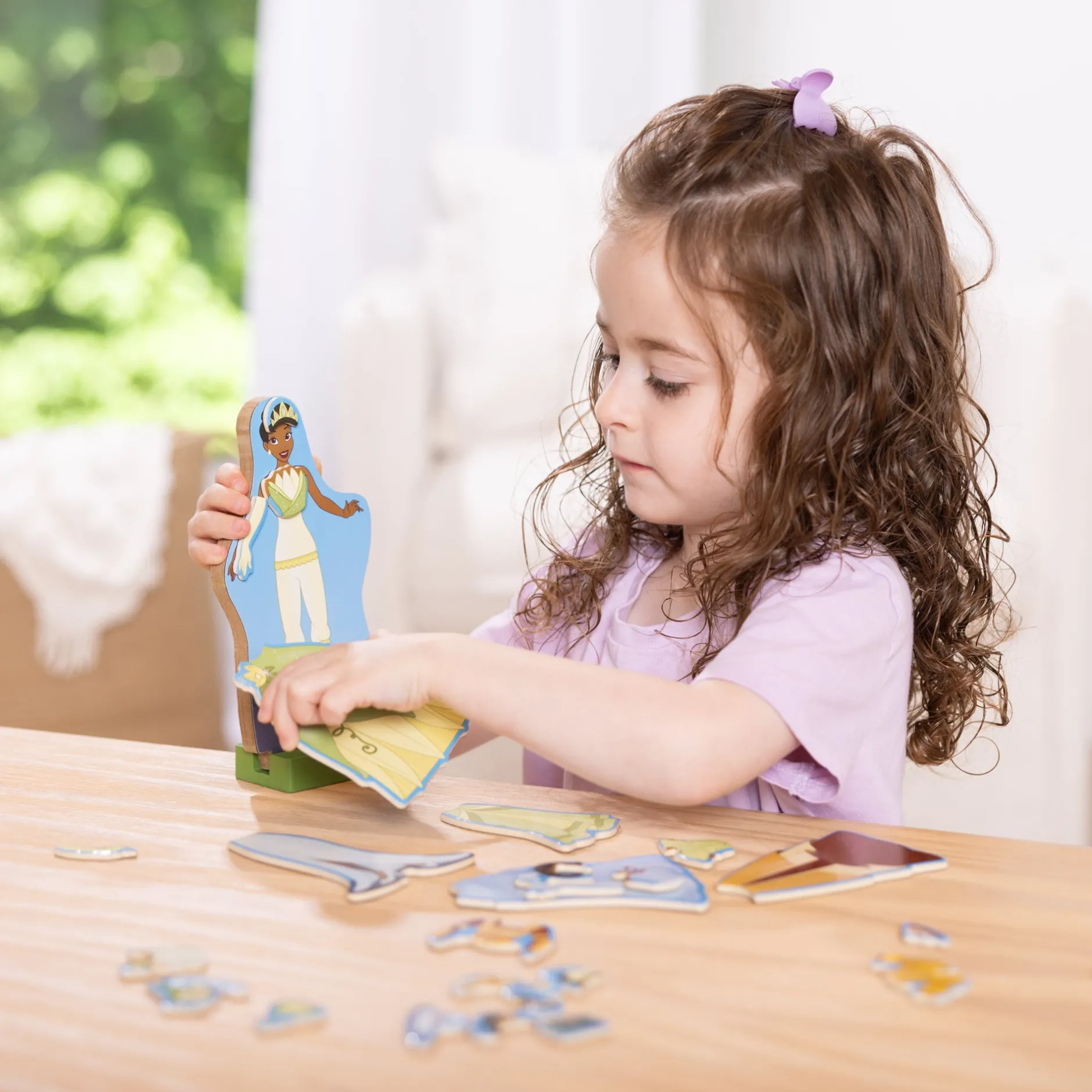 Dolls & Dollhouses|Play Food & Play Sets>Melissa & Doug Disney Princess Tiana Wooden Magnetic Dress-Up Play Set
