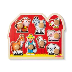 Animals & Nature Puzzles>Melissa & Doug Farm Friends Jumbo Peg Puzzle - 8 Pieces