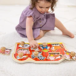 Animals & Nature Puzzles>Melissa & Doug Farm Friends Jumbo Peg Puzzle - 8 Pieces