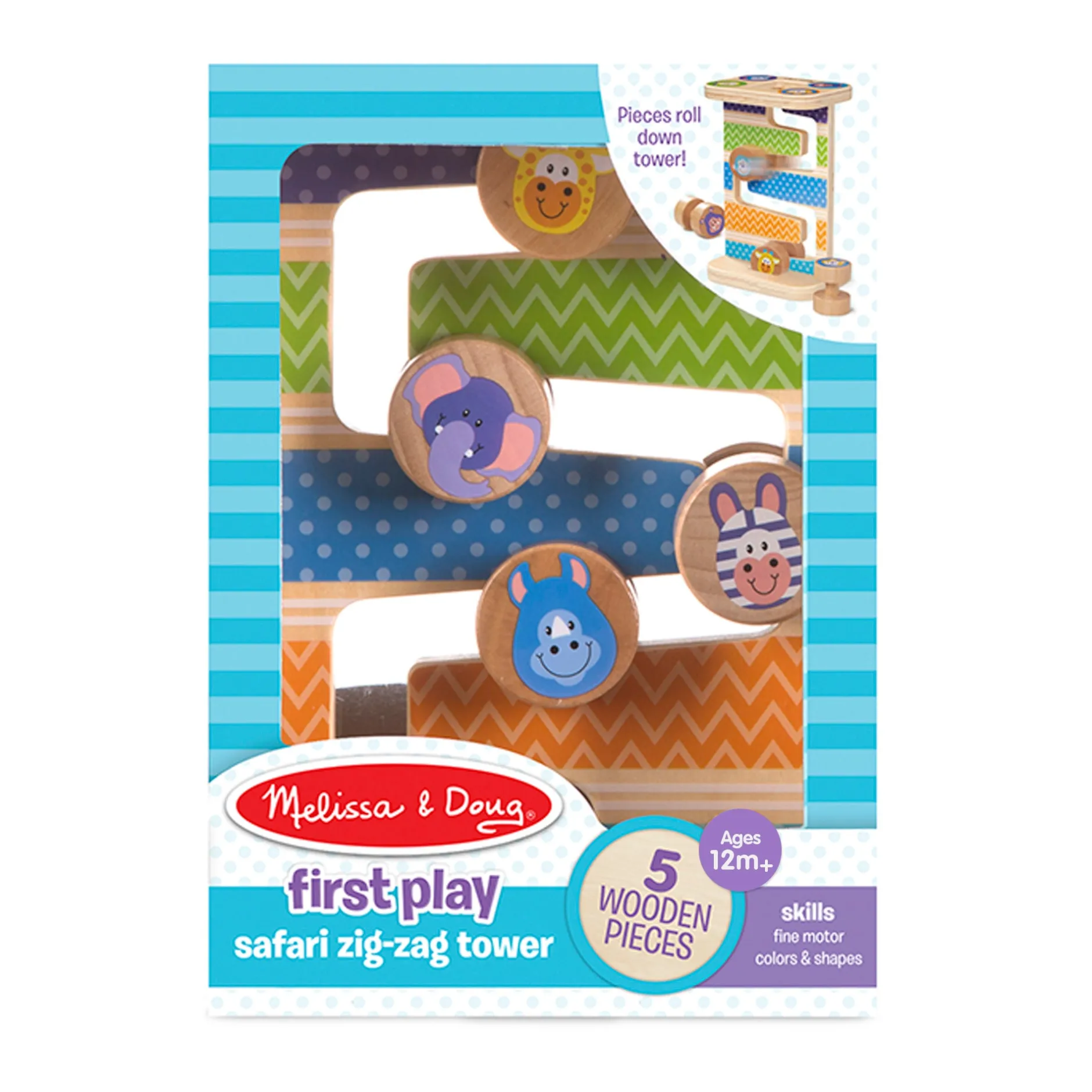 Motor Skills>Melissa & Doug First Play Wooden Safari Zig-Zag Tower