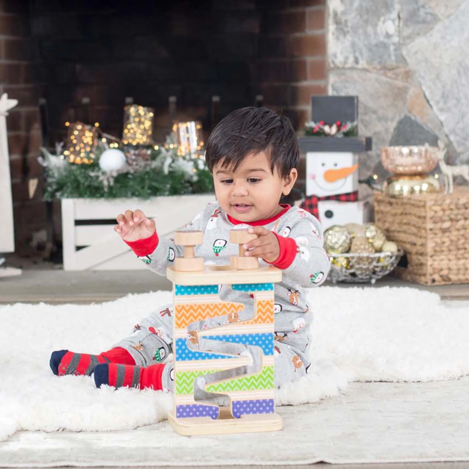 Motor Skills>Melissa & Doug First Play Wooden Safari Zig-Zag Tower