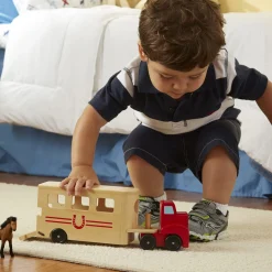 Vehicles & Trains>Melissa & Doug Horse Carrier Wooden Vehicles Play Set