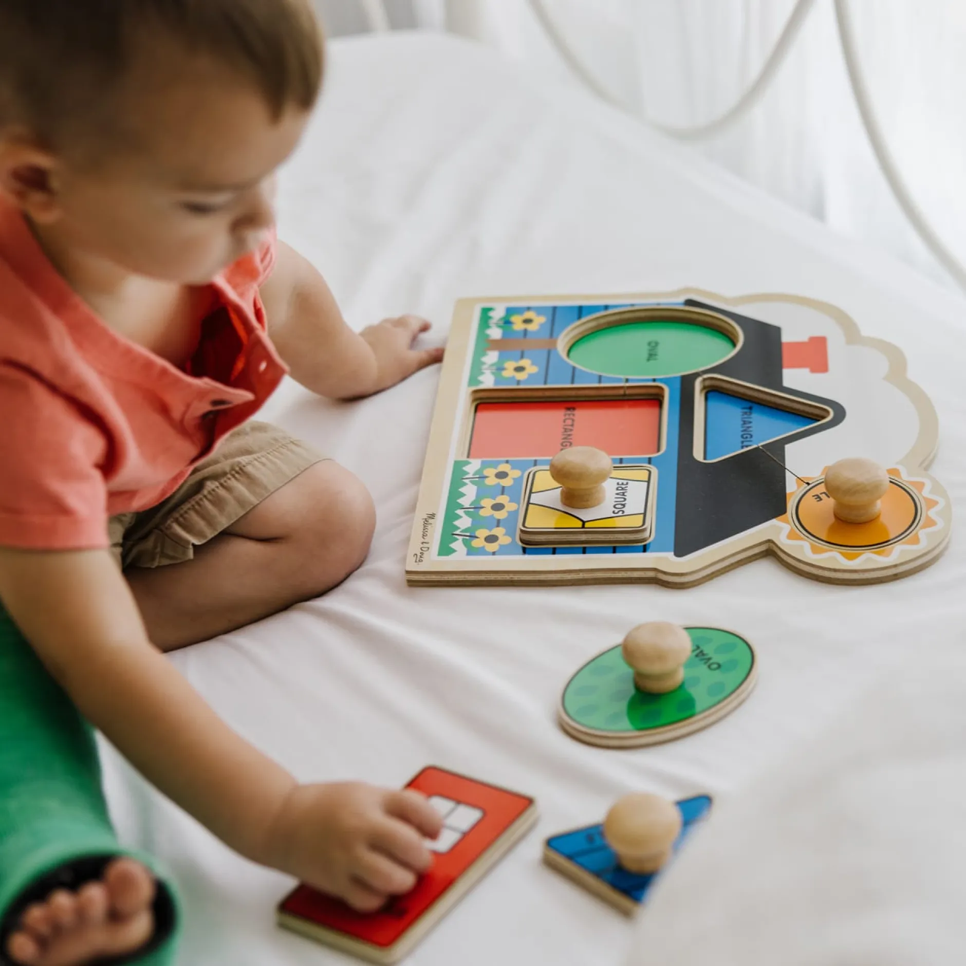 Animals & Nature Puzzles|Colors & Shapes>Melissa & Doug Jumbo Knob Wooden Puzzles Bundle - Shapes and Barn