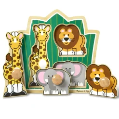 Animals & Nature Puzzles>Melissa & Doug Jungle Friends Jumbo Knob Puzzle - 3 Pieces