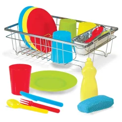 Play Food & Play Sets>Melissa & Doug Let's Play House! Wash & Dry Dish Set