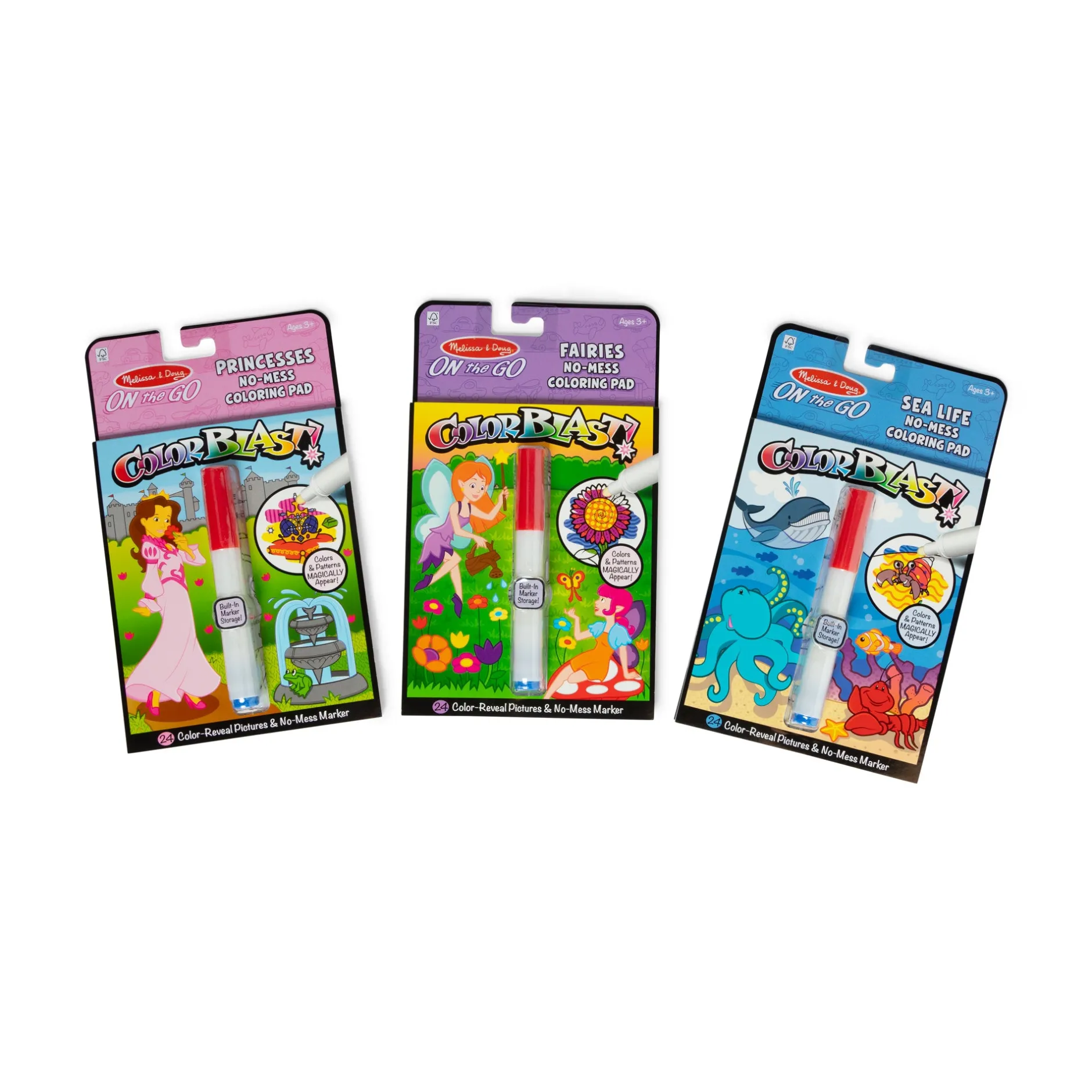 Activity Books>Melissa & Doug On the Go™ ColorBlast 3-Pack: Fairy, Princess, Sea Life