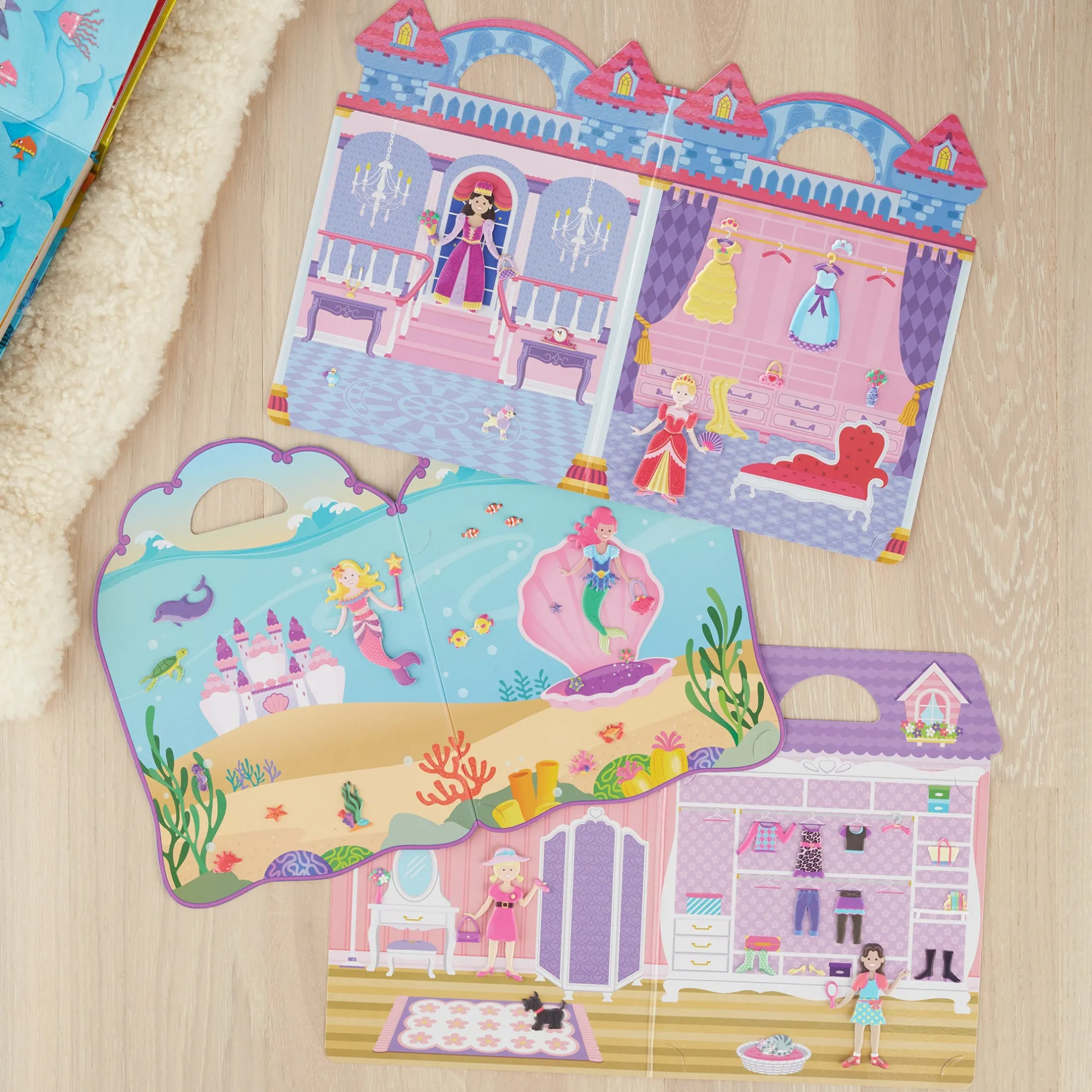 Stickers & Sticker Books>Melissa & Doug Puffy Sticker Bundle - Dress-Up, Princess and Mermaid