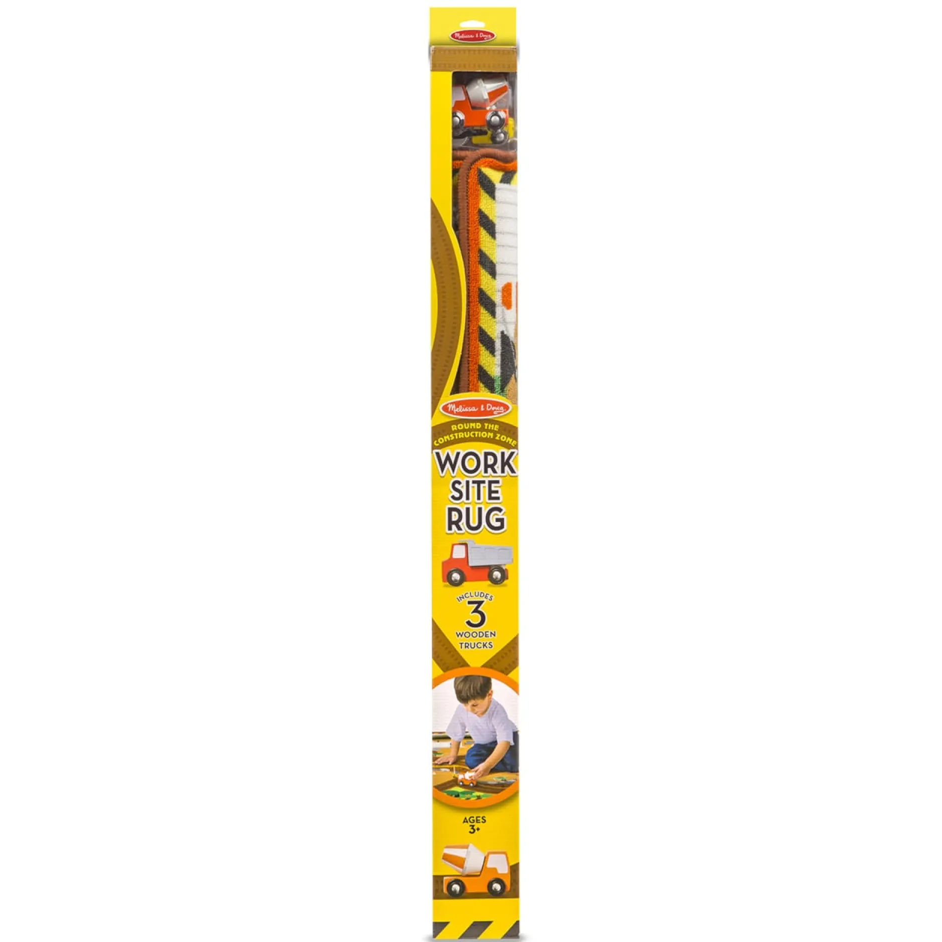 Vehicles & Trains>Melissa & Doug Round the Construction Zone Work Site Rug & Vehicle Set