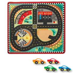 Vehicles & Trains>Melissa & Doug Round the Speedway Race Track Rug & Car Set