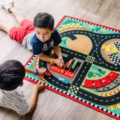 Vehicles & Trains>Melissa & Doug Round the Speedway Race Track Rug & Car Set