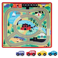 Vehicles & Trains>Melissa & Doug Round the Town Road Rug & Car Set
