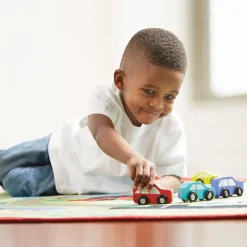 Vehicles & Trains>Melissa & Doug Round the Town Road Rug & Car Set