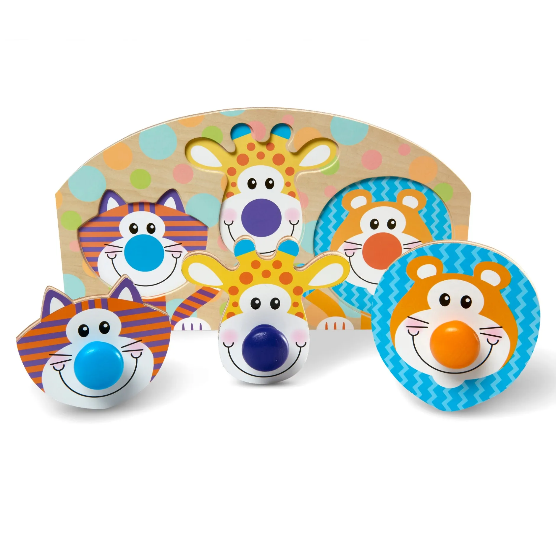 Animals & Nature Puzzles|Motor Skills>Melissa & Doug Safari Jumbo Peg Puzzle - 3 Pieces