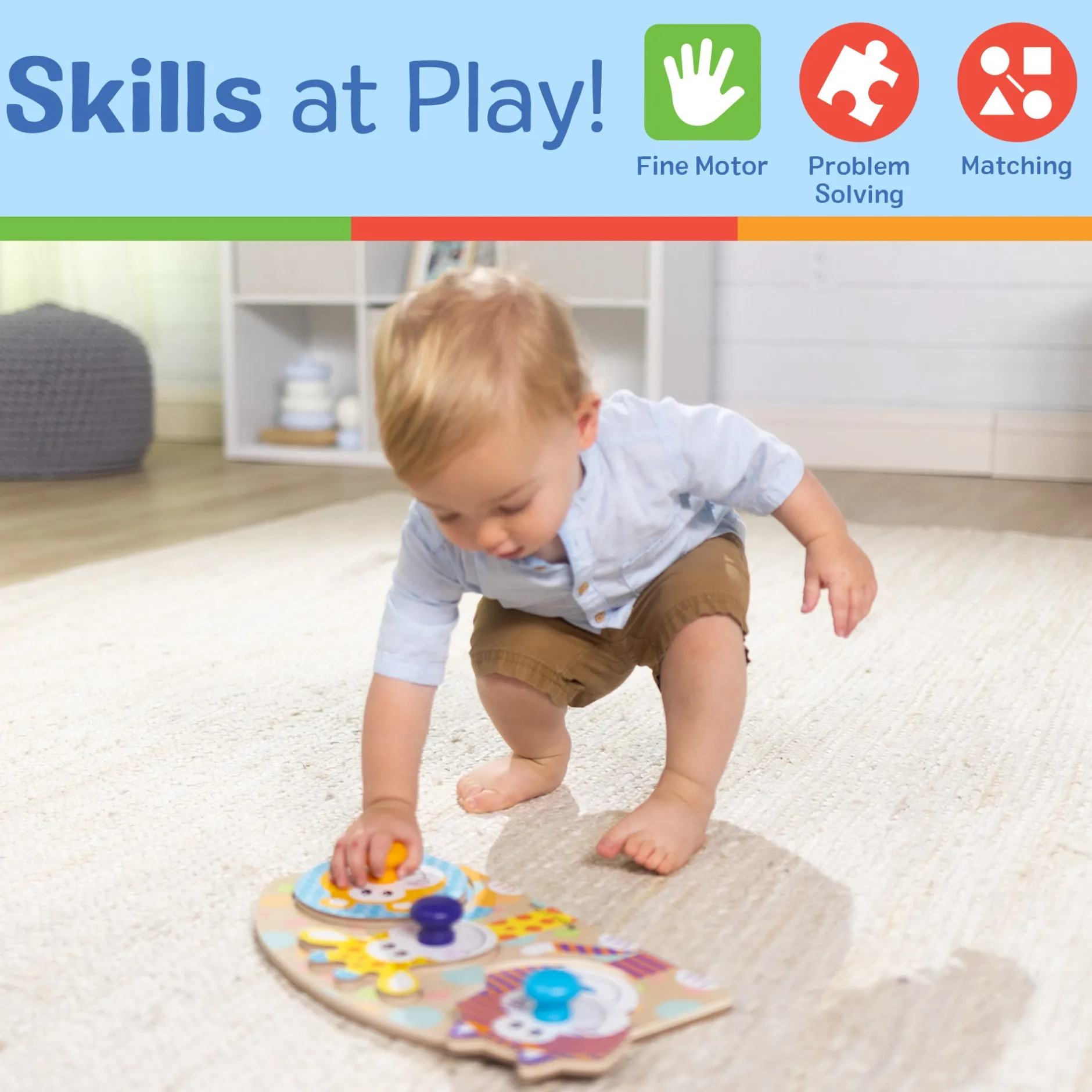 Animals & Nature Puzzles|Motor Skills>Melissa & Doug Safari Jumbo Peg Puzzle - 3 Pieces
