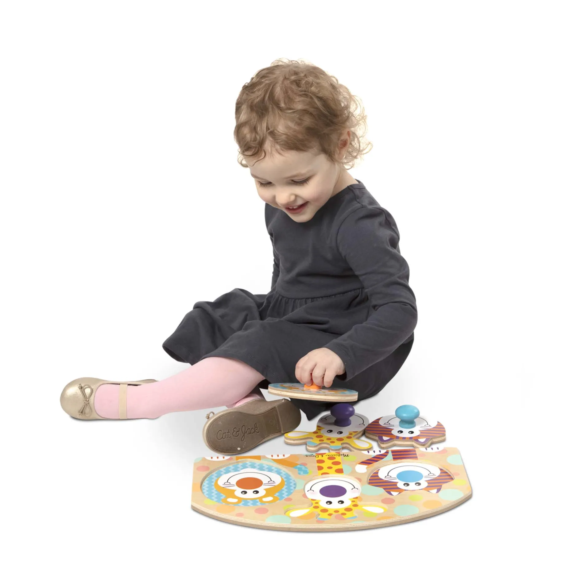 Animals & Nature Puzzles|Motor Skills>Melissa & Doug Safari Jumbo Peg Puzzle - 3 Pieces