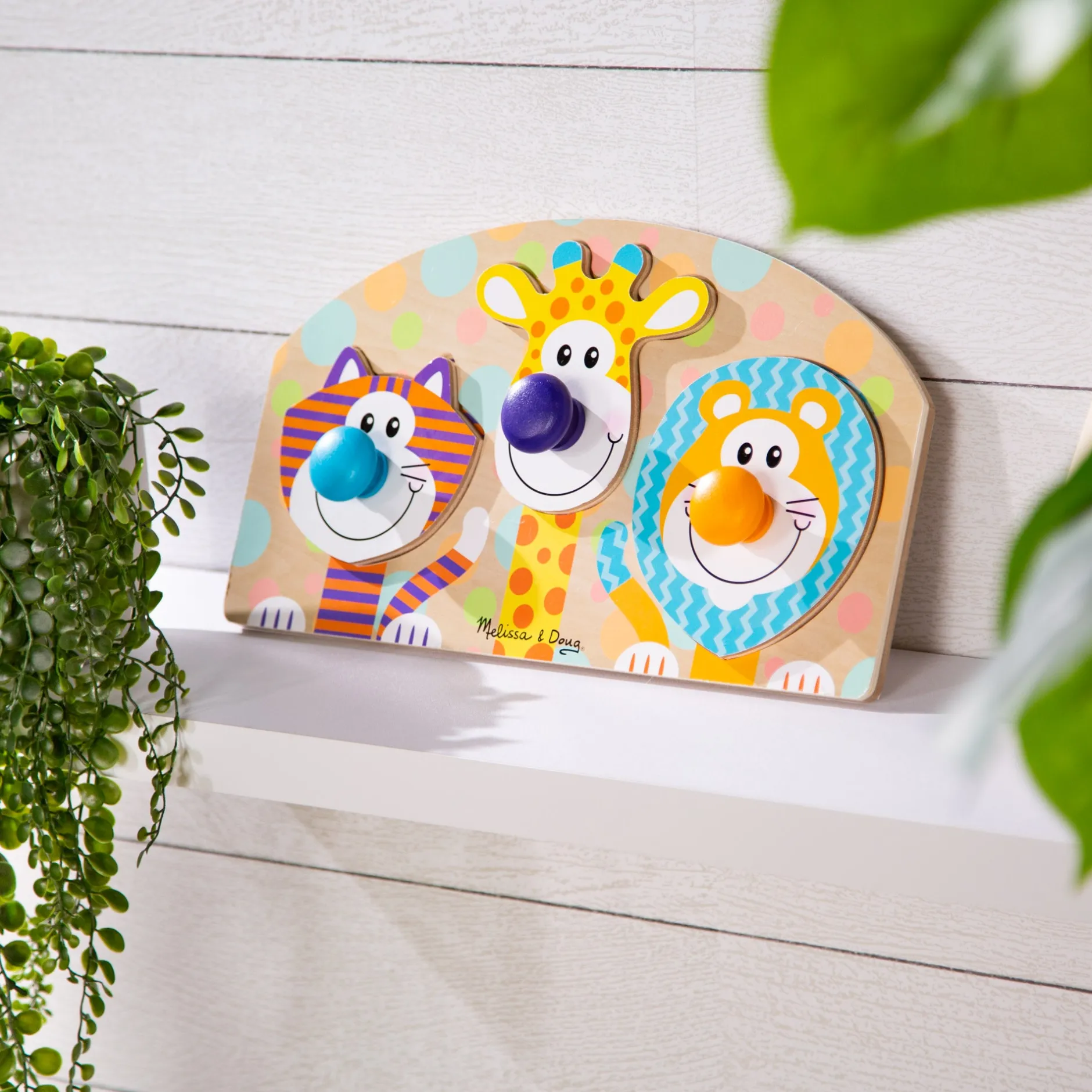 Animals & Nature Puzzles|Motor Skills>Melissa & Doug Safari Jumbo Peg Puzzle - 3 Pieces