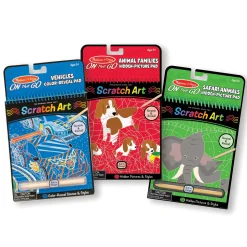 Activity Books>Melissa & Doug Scratch Art Pad Bundle - Vehicles Color-Reveal and Safari & Animal Hidden Pictures
