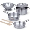 Play Food & Play Sets>Melissa & Doug Stainless Steel Pots & Pans Play Set