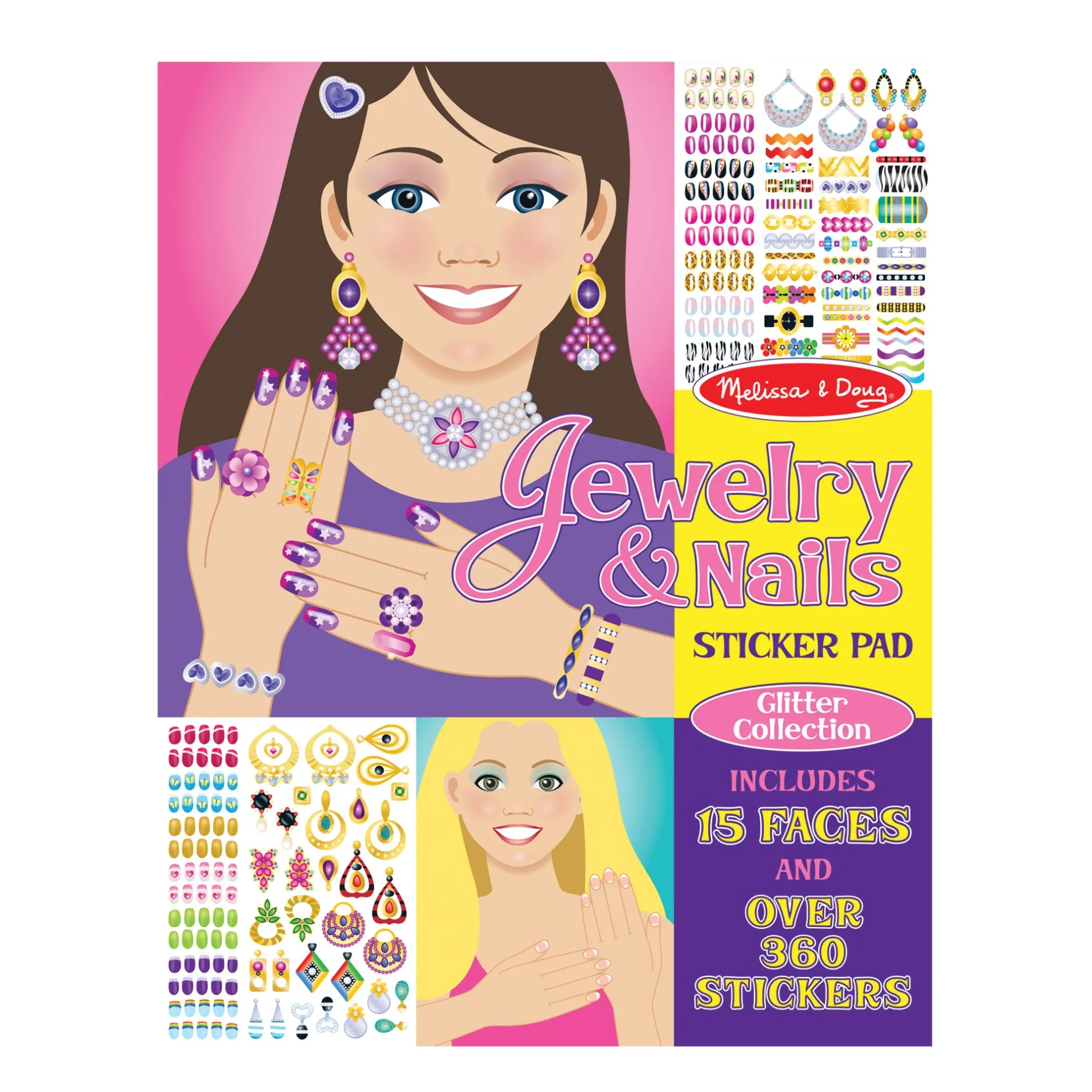 Stickers & Sticker Books>Melissa & Doug Sticker Pad - Jewelry & Nails Glitter Collection