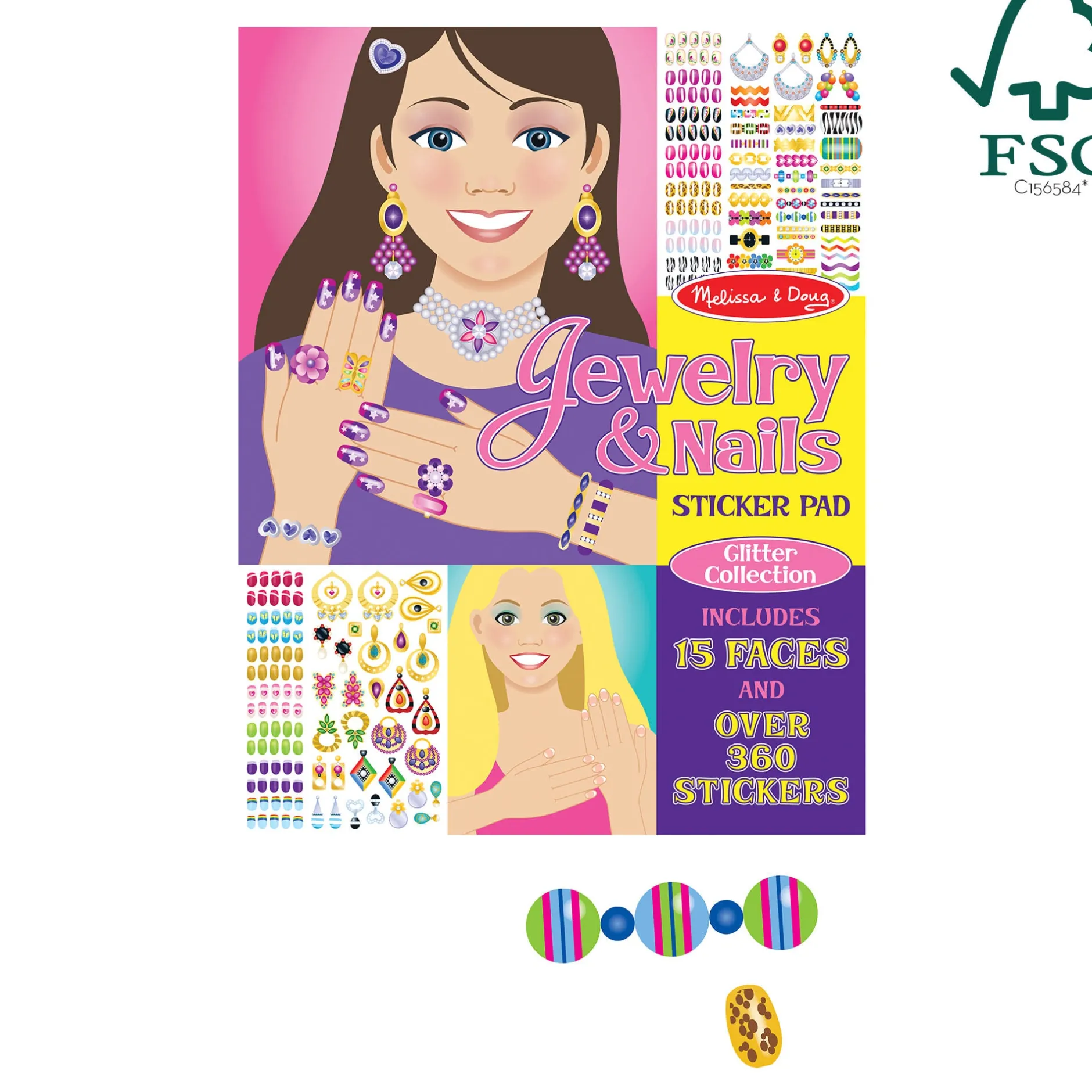Stickers & Sticker Books>Melissa & Doug Sticker Pad - Jewelry & Nails Glitter Collection