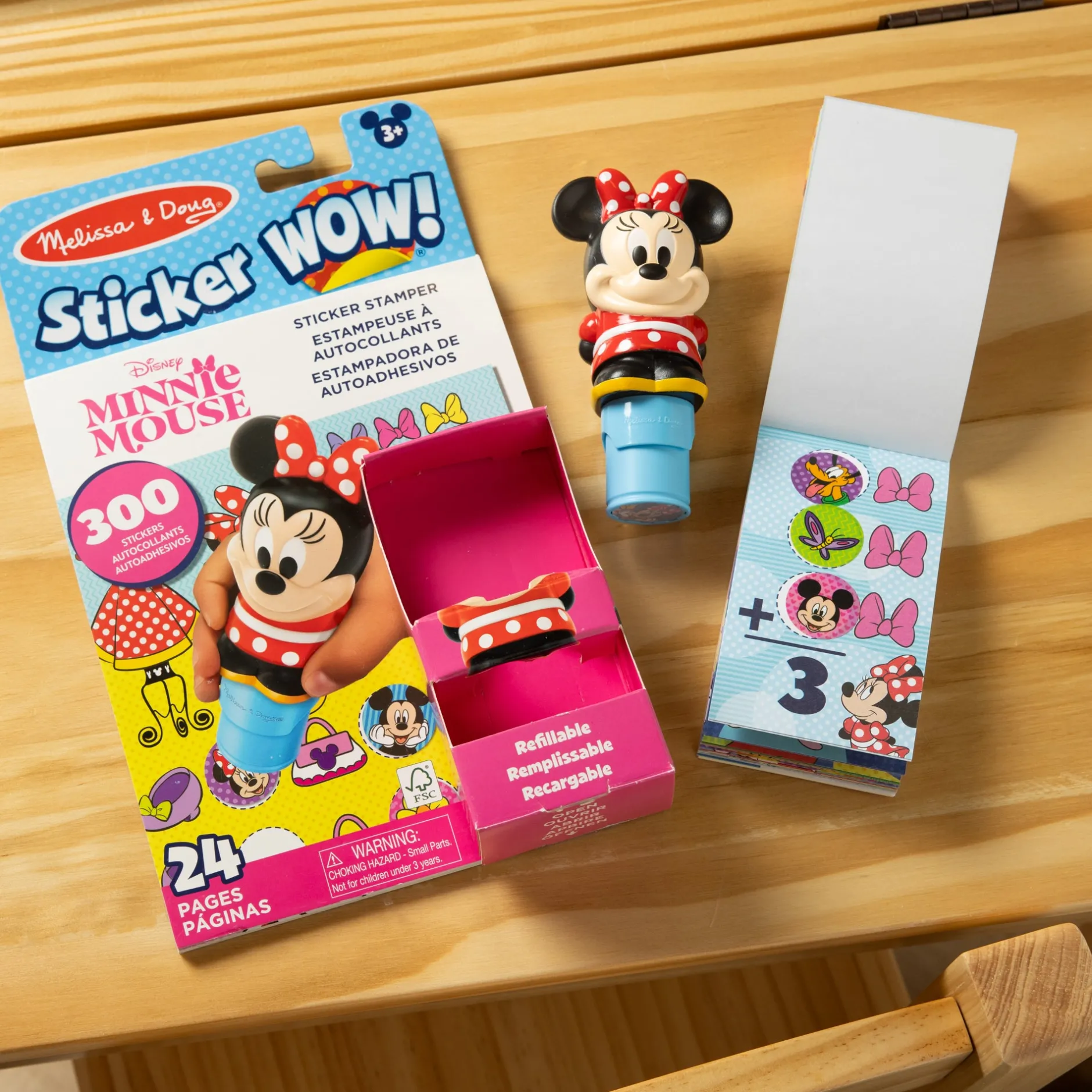 Activity Books|Stickers & Sticker Books>Melissa & Doug Sticker WOW!™ Disney Minnie Mouse Bundle: Activity Pad & Sticker Stamper + Mini Activity Pad and 200 Refill Stickers