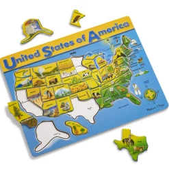 Animals & Nature Puzzles>Melissa & Doug U.S.A. Map Wooden Puzzle