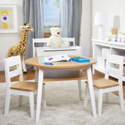 Furniture>Melissa & Doug Wooden Round Table & Chairs Set