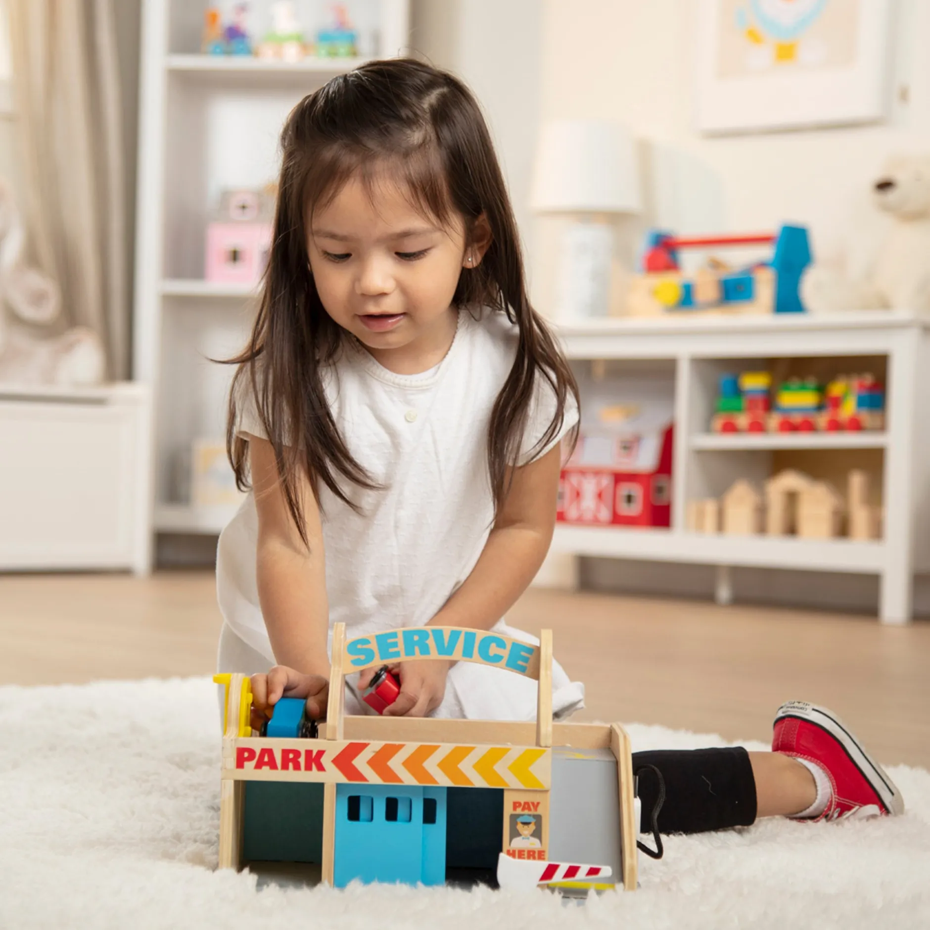 Vehicles & Trains|Motor Skills>Melissa & Doug Wooden Service Station Parking Garage