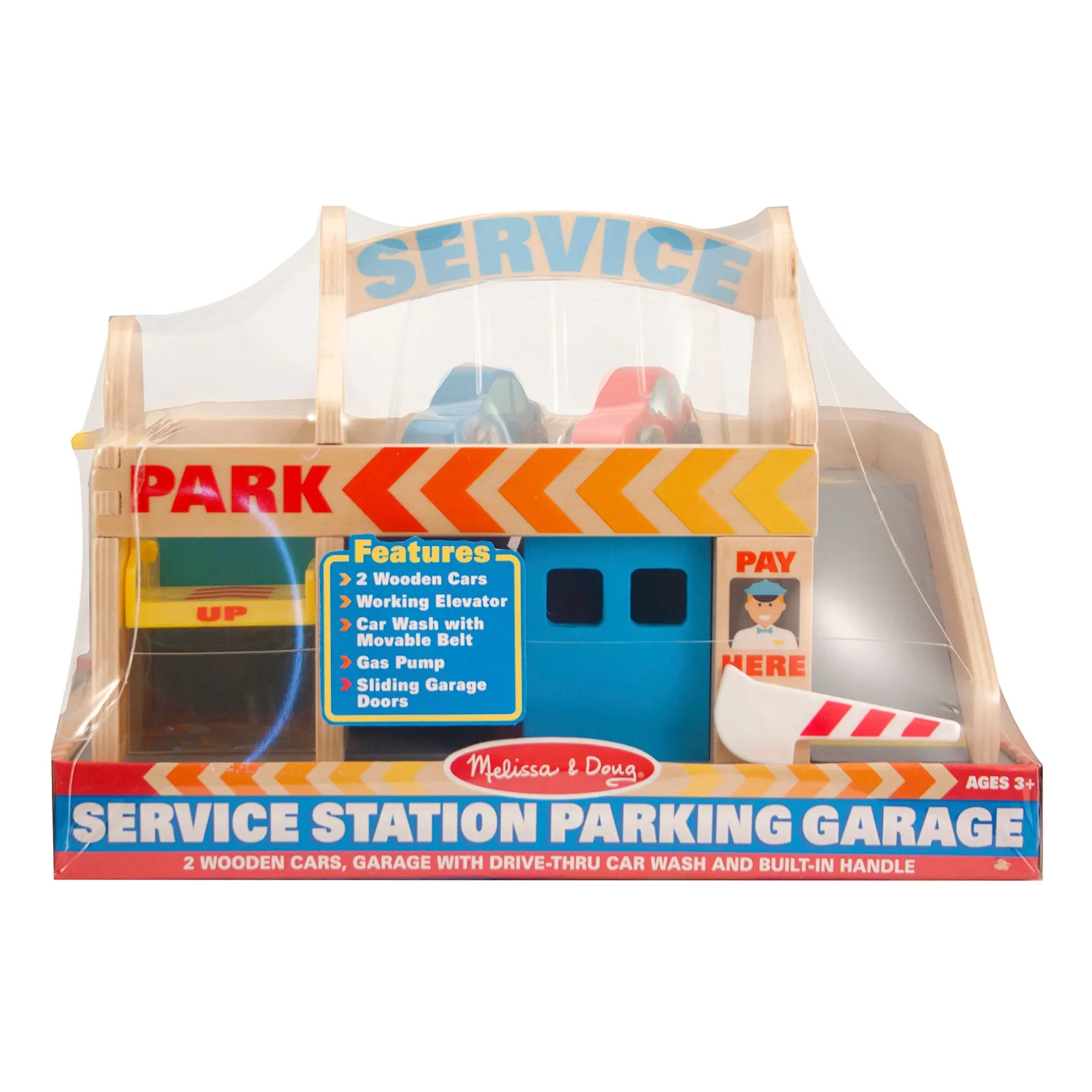 Vehicles & Trains|Motor Skills>Melissa & Doug Wooden Service Station Parking Garage