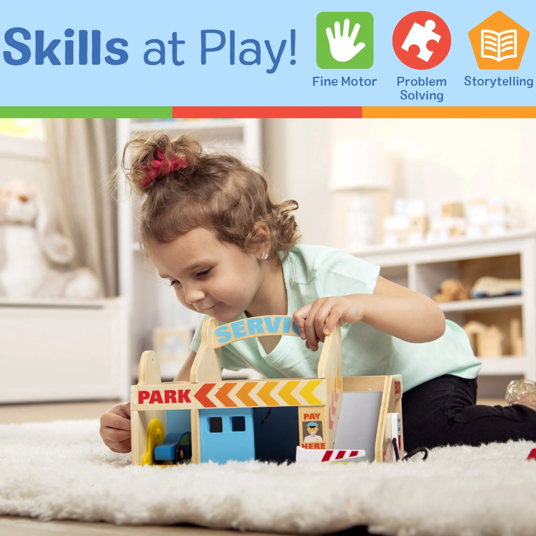 Vehicles & Trains|Motor Skills>Melissa & Doug Wooden Service Station Parking Garage