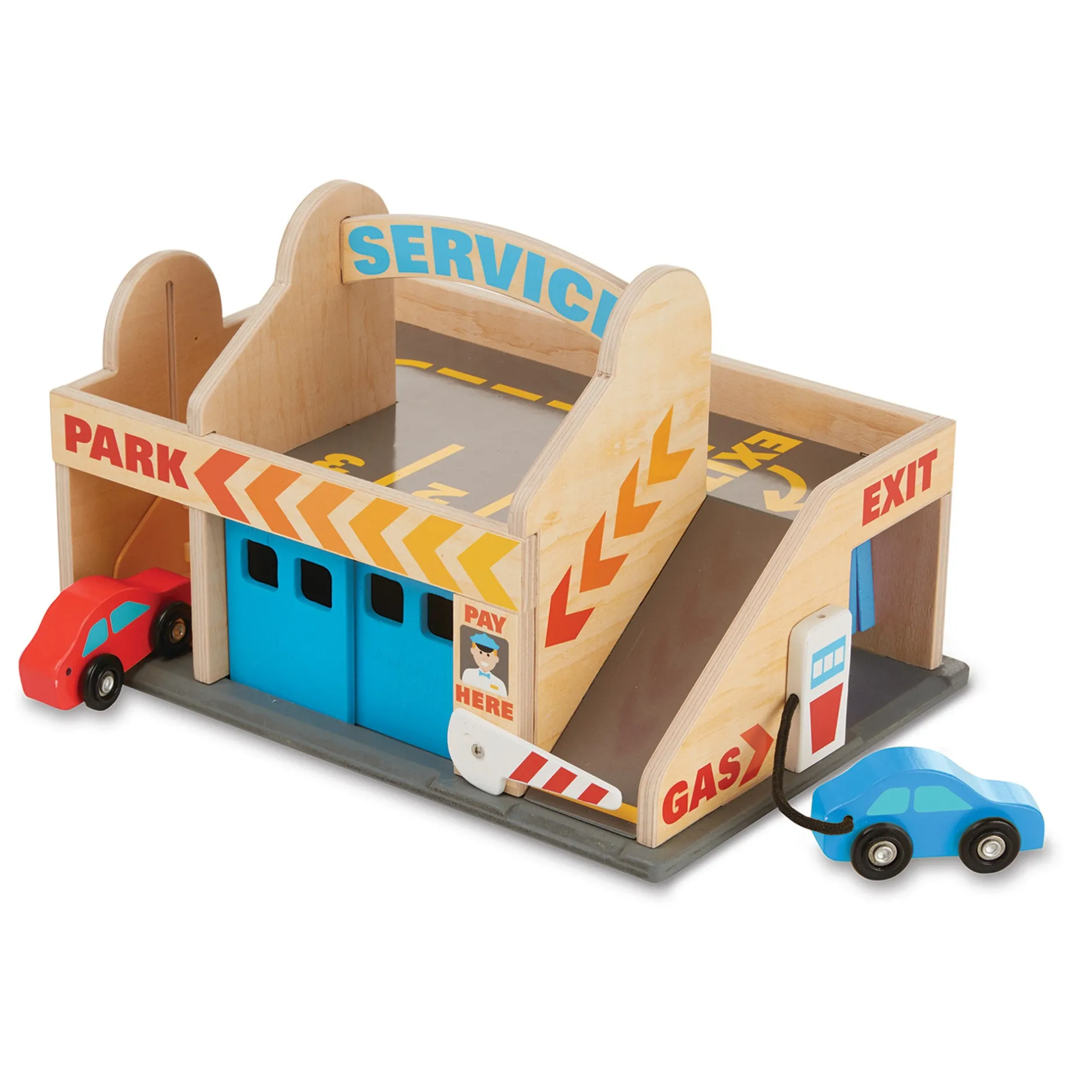 Vehicles & Trains|Motor Skills>Melissa & Doug Wooden Service Station Parking Garage
