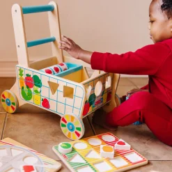 Motor Skills>Melissa & Doug Wooden Shape Sorting Grocery Cart