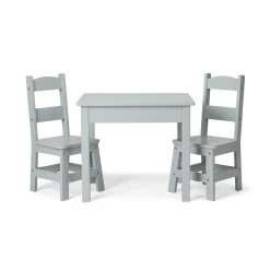 Furniture>Melissa & Doug Wooden Table & 2 Chairs - Gray