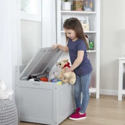 Furniture>Melissa & Doug Wooden Toy Chest (Gray)